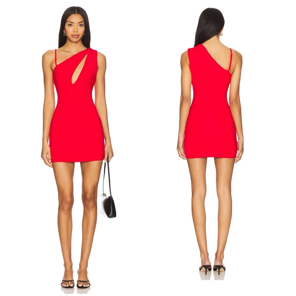 H:OURS XS Red Safia Mini Dress Cut Out Club Cocktail Stretch Bodycon Baddie